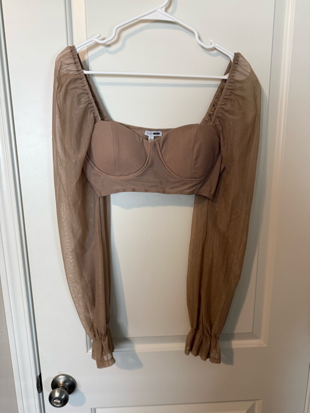 Fashion Nova Nude Mesh Bustier Top